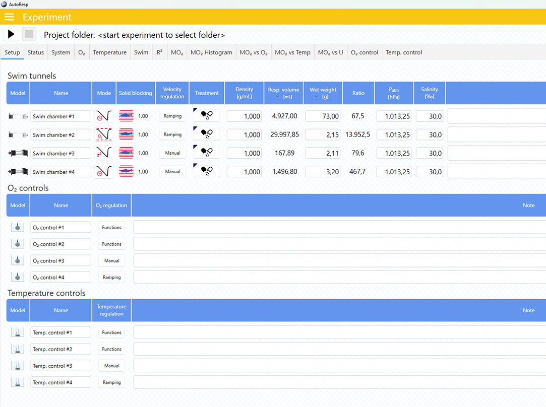 EXPERIMENT SETUP TAB